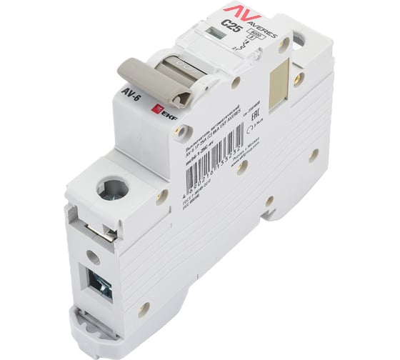 Автоматический выключатель EKF AVERES AV-6, 1P, 25A, C, 6kA mcb6-1-25C-av