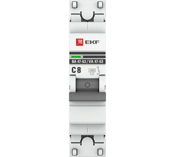 Автоматический выключатель EKF PROxima ВА 47-63, 1P, 8А, C, 4,5kA mcb4763-1-08C-pro
