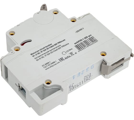 Автоматический выключатель EKF PROxima ВА 47-63, 1P, 32А, D, 4,5kA mcb4763-1-32D-pro