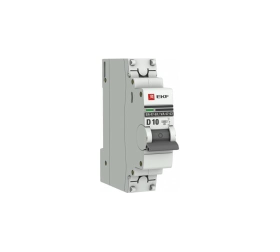 Автоматический выключатель EKF 1P, 10А, 6кА, ВА 47-63, PROxima SQ mcb4763-6-1-10D-pro