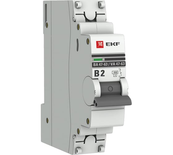 Автоматический выключатель EKF 1P, 2А (В), 4,5kA, ВА 47-63, PROxima mcb4763-1-02B-pro 1