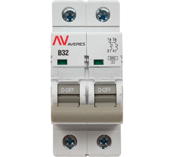 Автоматический выключатель EKF AV-6 2P 32A B 6kA AVERES mcb6-2-32B-av
