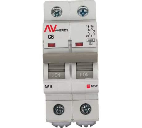 Автоматический выключатель EKF AV-6 2P 6A C 6kA AVERES mcb6-2-06C-av