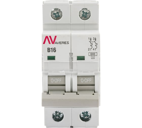 Автоматический выключатель EKF AV-6 2P 16A B 6kA AVERES mcb6-2-16B-av