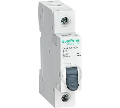 Автоматический выключатель (ав) Systeme Electric City9 set b 16а 1p 6ka 230в C9F16116