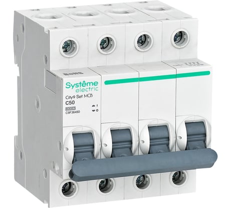 Автоматический выключатель (АВ) Systeme Electric City9 Set C, 50 А, 4 Р, 6 kА, 400 В C9F36450