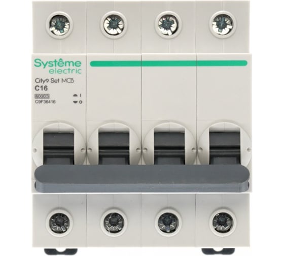 Автоматический выключатель (ав) Systeme Electric City9 set с 16а 4p 6ka 400в C9F36416