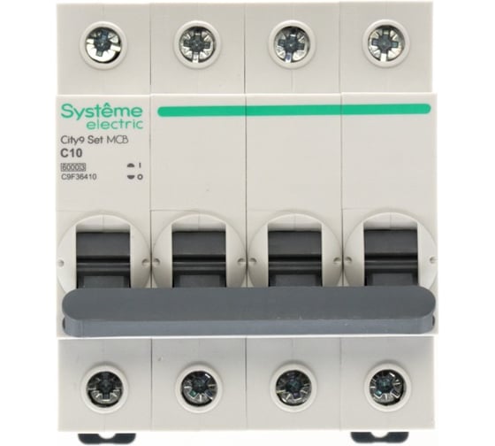 Автоматический выключатель (ав) Systeme Electric City9 set с 10а 4p 6ka 400в C9F36410