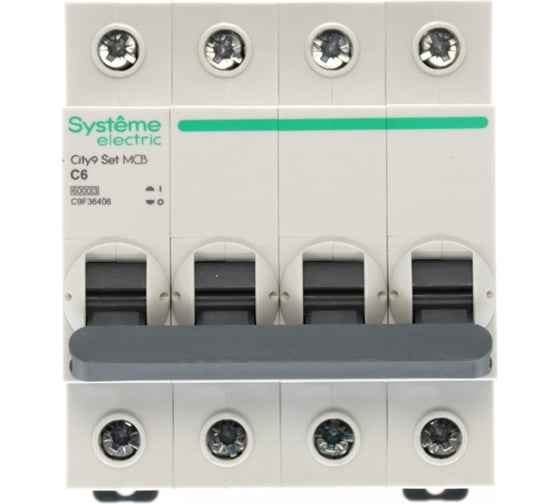 Автоматический выключатель (ав) Systeme Electric City9 set с 6а 4p 6ka 400в C9F36406