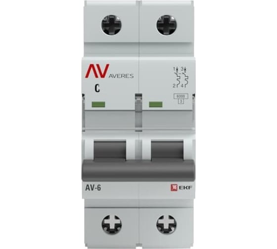 Автоматический выключатель EKF AV-6 DC 2P 10A C 6kA AVERES mcb6-DC-2-10C-av