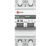 Автоматический выключатель EKF 2P 16А (В) 4,5kA ВА 47-63 PROxima mcb4763-2-16B-pro 16040769