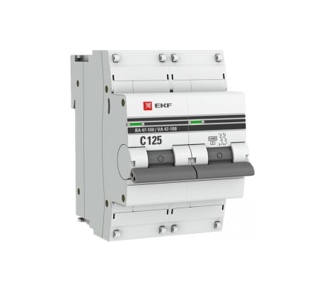 Автоматический выключатель EKF 2P 125А C 10kA ВА 47-100 PROxima mcb47100-2-125C-pro