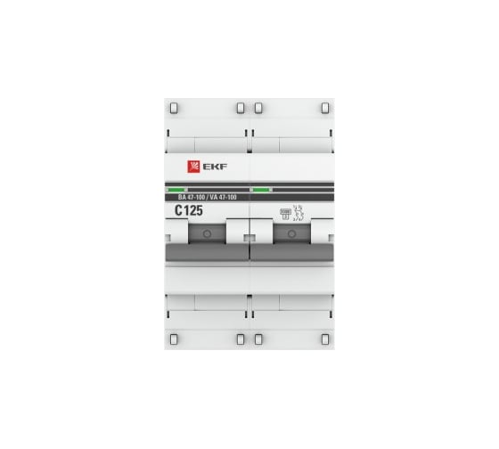 Автоматический выключатель EKF 2P 125А C 10kA ВА 47-100 PROxima mcb47100-2-125C-pro