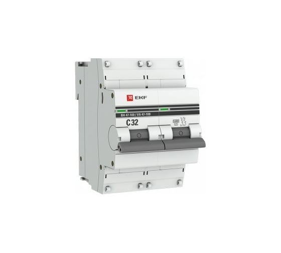 Автоматический выключатель EKF 2P 32А C 10kA ВА 47-100 PROxima mcb47100-2-32C-pro