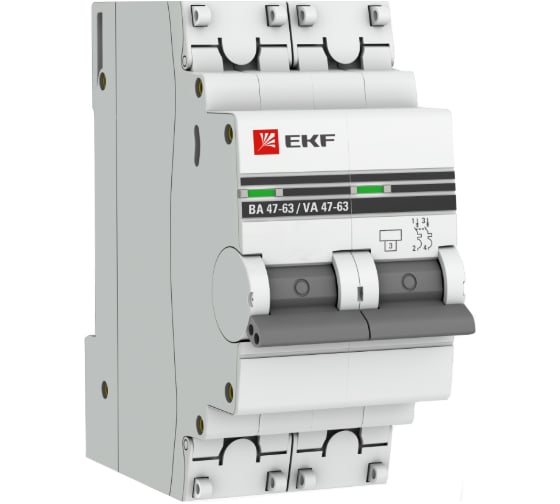 Автоматический выключатель EKF PROxima ВА 47-63, 2P, 40А, 4,5kA mcb4763-2-40D-pro 1