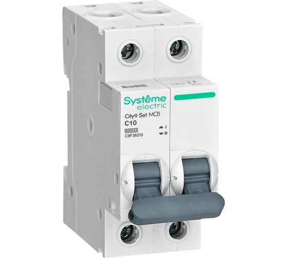 Автоматический выключатель (ав) Systeme Electric City9 set с 10а 2p 6ka 230в C9F36210 1