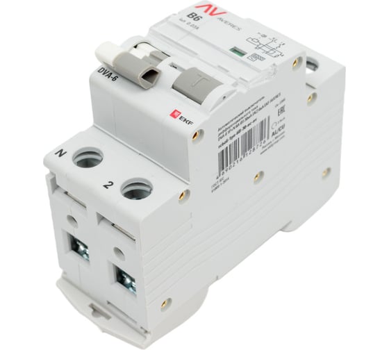 Дифференциальный автомат EKF AVERES DVA-6, 1P+N, 6А, B, 30мА, AC, 6кА rcbo6-1pn-6B-30-ac-av