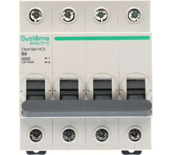 Автоматический выключатель (ав) Systeme Electric City9 set b 6а 4p 6ka 400в C9F16406