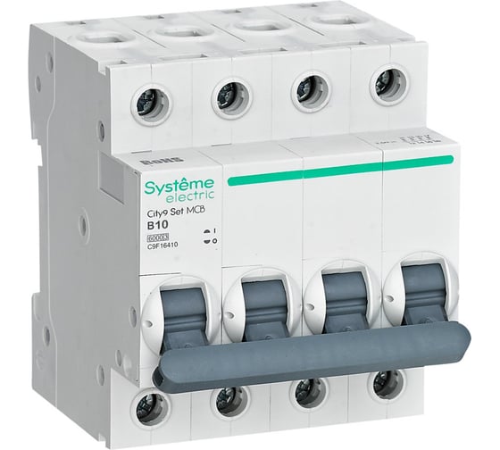 Автоматический выключатель (ав) Systeme Electric City9 set b 10а 4p 6ka 400в C9F16410
