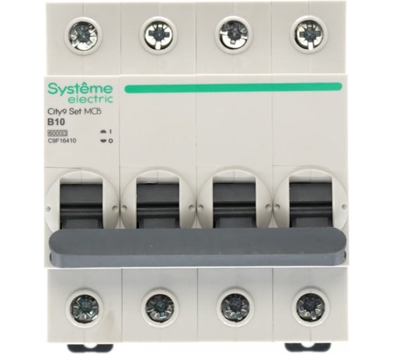 Автоматический выключатель (ав) Systeme Electric City9 set b 10а 4p 6ka 400в C9F16410