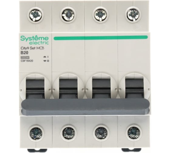 Автоматический выключатель (ав) Systeme Electric City9 set b 20а 4p 6ka 400в C9F16420
