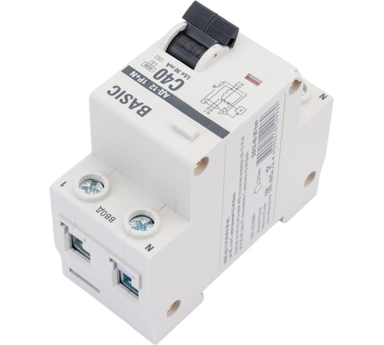 Дифференциальный автомат EKF Basic АД-12, 1P+N, 40А, 30мА, тип АС, характеристика C, электронный, 4,5кА DA12-40-30-bas