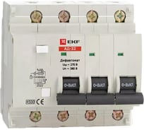 Дифференциальный автомат EKF АД-32, 4P, 16А/100мА, характеристика C, тип AC, 4,5кА, SQ DA32-16-100-4P