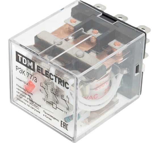 Реле TDM РЭК77/3 с индикатором 10А 230В AC SQ0701-0054