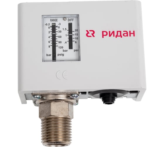 Реле давления kpi35r, диапазон -0,2..8 бар, дифф. 0,4..1,5 бар, присоединение g ½ Ридан 060-132566R