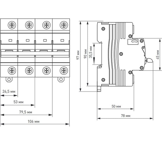 Выключатель автоматический EKF AV-125 4P 100A (C) 10kA AVERES mcb125-4-100C-av