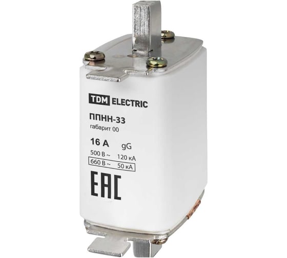 Плавкая вставка предохранителя ППНН-33 TDM ELECTRIC габарит 00 16А SQ0713-0001