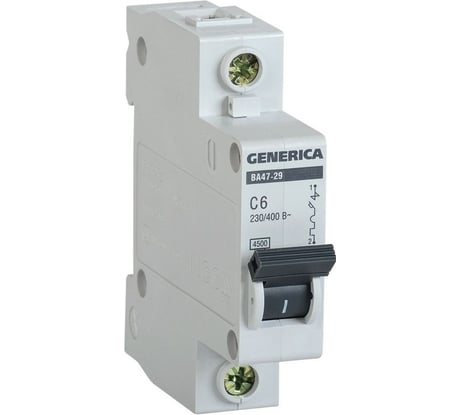 Автоматический выключатель GENERICA ВА47-29 1Р 6А 4,5кА С MVA25-1-006-C