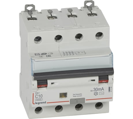 Автоматический выключатель дифференциального тока Legrand 4 полюса C 10 А 30 мА тип AC 6 кА DX3 Leg 411185