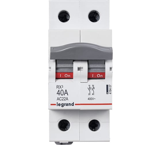 Выключатель-разъединитель Legrand 2 полюса 40 А RX3 Leg 419407