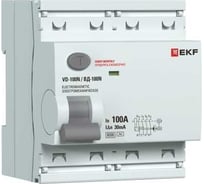 Выключатель дифференциального тока EKF ВД-100N 4P 100А 300мА A эл-мех 6кА PROXIMA E1046MA100300