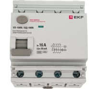 Выключатель дифференциального тока EKF ВД-100N 4P 16А 30мА тип A эл-мех 6кА PROXIMA E1046MA1630