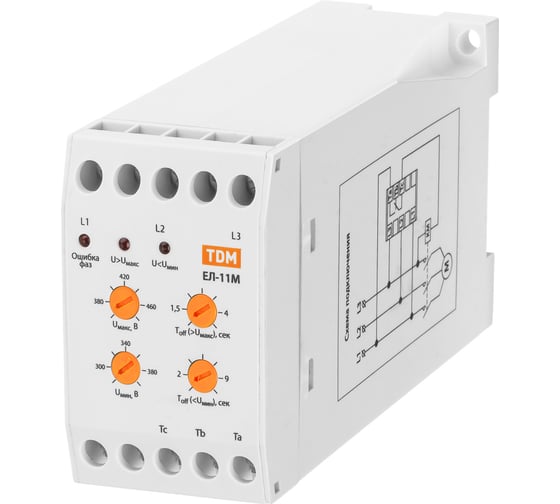 Реле контроля фаз TDM ELECTRIC ЕЛ-11М-3х380В 1п-контакт SQ1504-0005