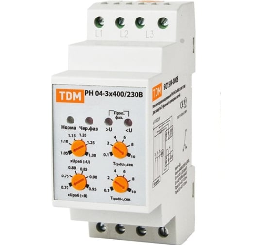 Реле контроля напряжения TDM РН 04-3х400/230В SQ1504-0008