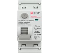 Выключатель дифференциального тока EKF ВД-100N (S) 2P 80А 300мА тип AC эл-мех 6кА PROXIMA E1026MS80300