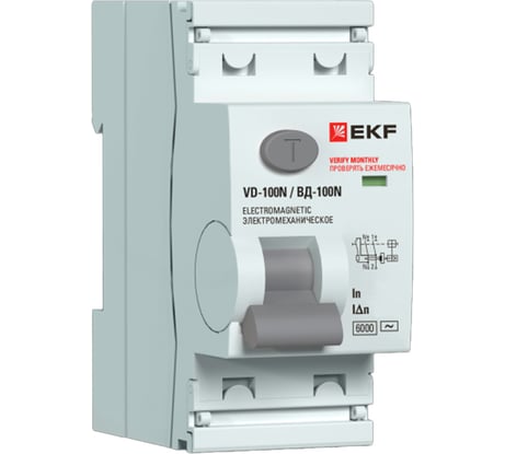 Выключатель дифференциального тока EKF ВД-100N 2P, 80А, 30мА, AC, электромеханический, 6кА PROXIMA E1026M8030