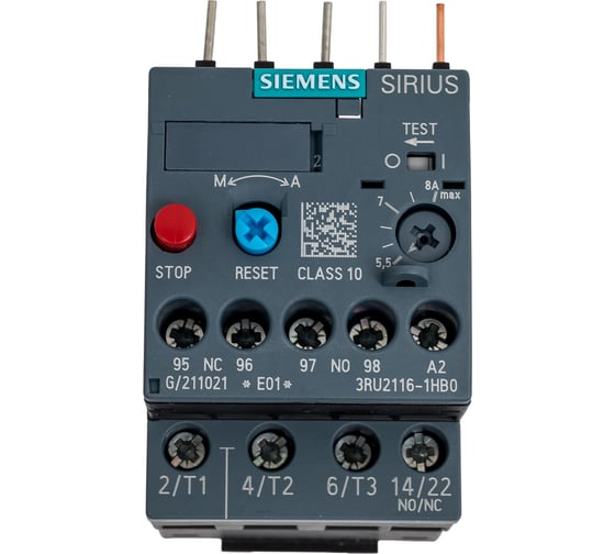 Реле перегрузки для защиты электродвигателя Siemens 3RU2116-1HB0