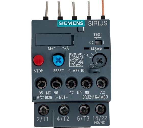 Реле перегрузки для защиты электродвигателя Siemens 3RU2116-1AB0