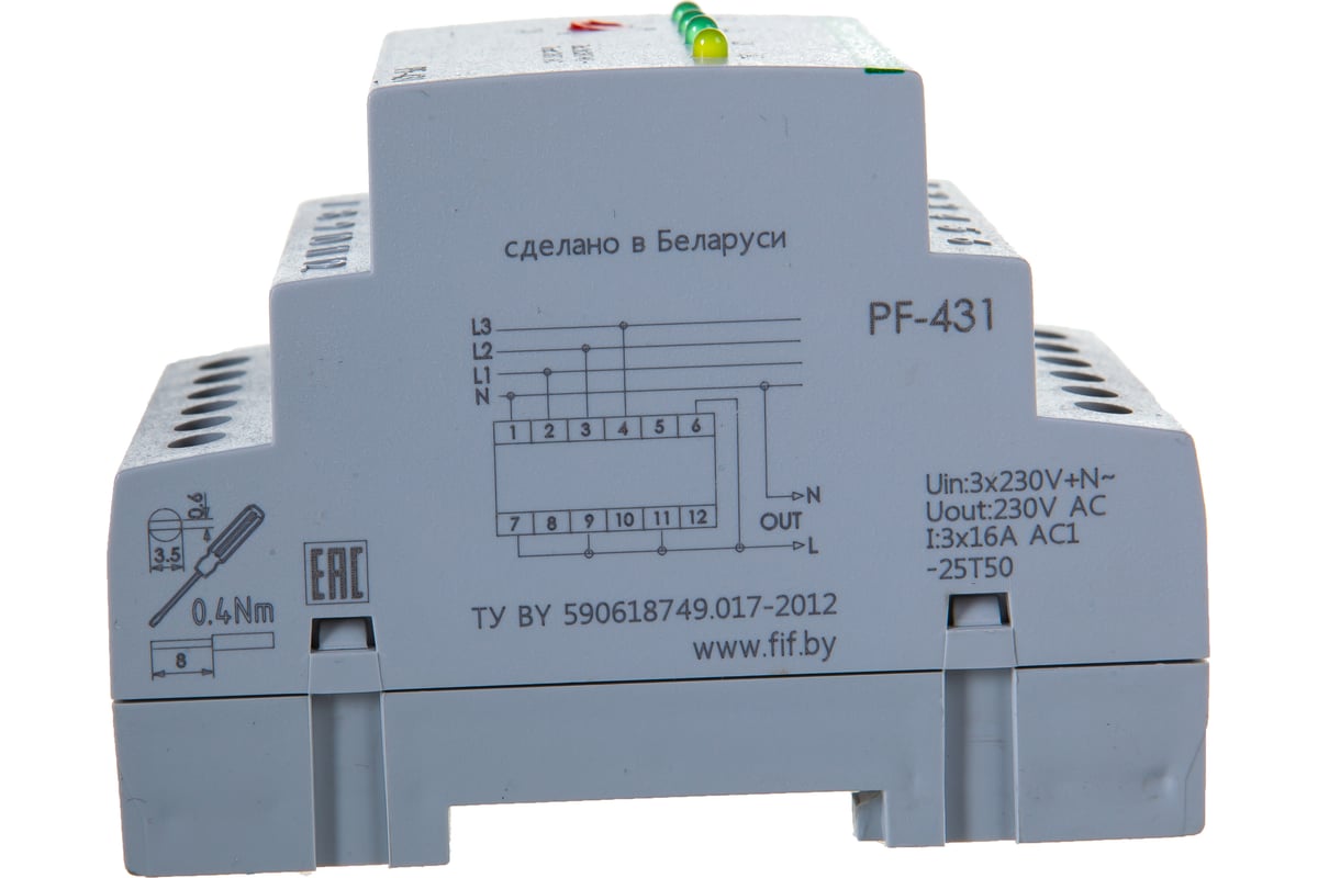 Автоматический переключатель фаз PF-431 с приоритетной фазой F&F Евроавтоматика