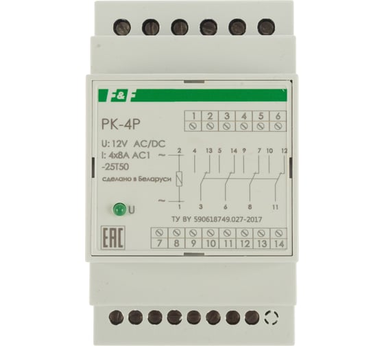Промежуточное реле F&F PK-4P/Un12V EA06.001.012