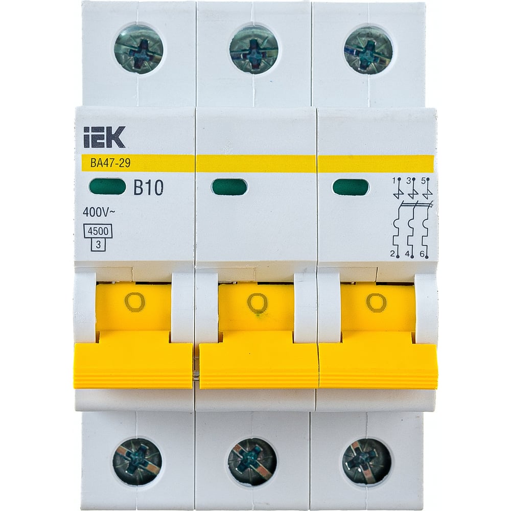 Автоматический модульный выключатель IEK 3п B 10А ВА 47-29 4.5кА ИЭК ...