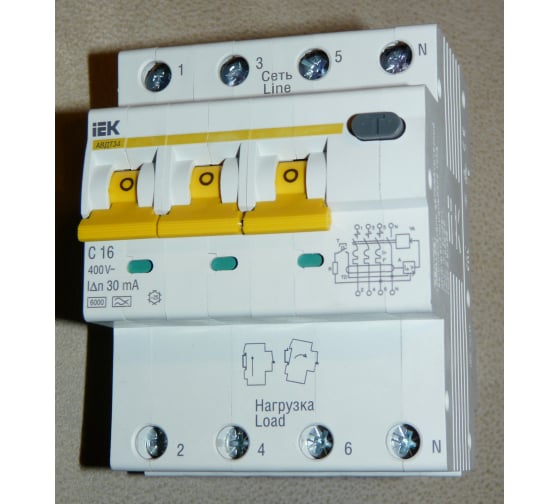 Автоматический выключатель дифференциального тока IEK 3п+N 2модуля C ...