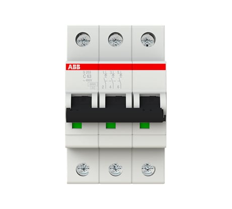 Автоматический трехполюсный выключатель ABB 63А, С, S203, 6кА 2CDS253001R0634