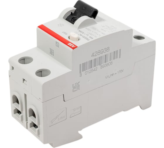 Выключатель дифференциального тока ABB УЗО, 2п, 63А, 30мА, FH202, АС 2CSF202004R1630