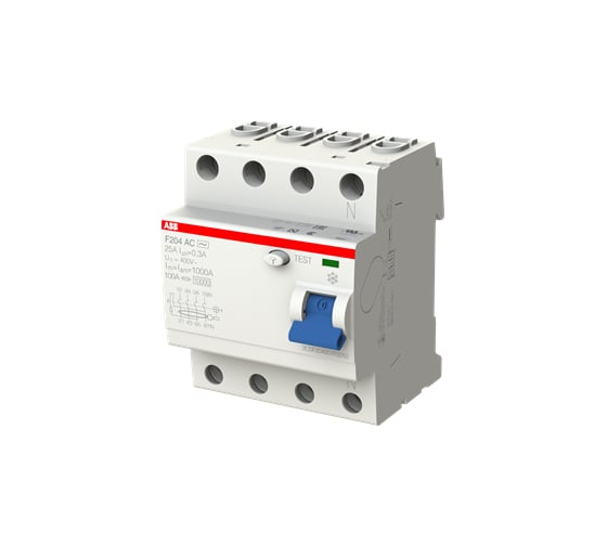 Выключатель дифференциального тока ABB УЗО, 4п, 25А, 300мА, F204, АС 2CSF204001R3250