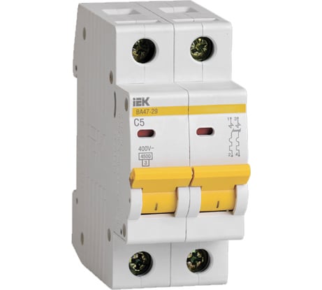 Автоматический модульный выключатель IEK ВА 47-29 2п, C, 5А, 4.5кА, ИЭК MVA20-2-005-C